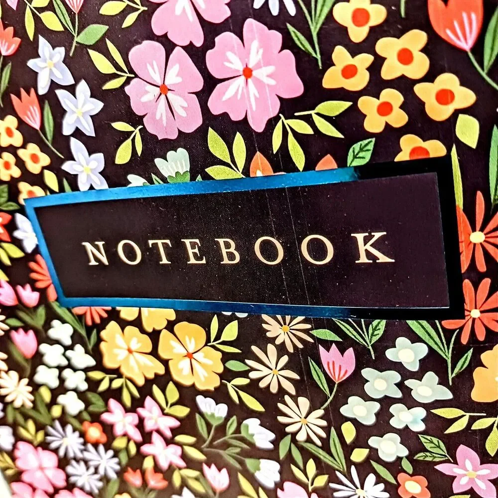 Tropical Notebook Journal FLOWERS Lined Black Soft‎ Cover Cottagecore Stationary